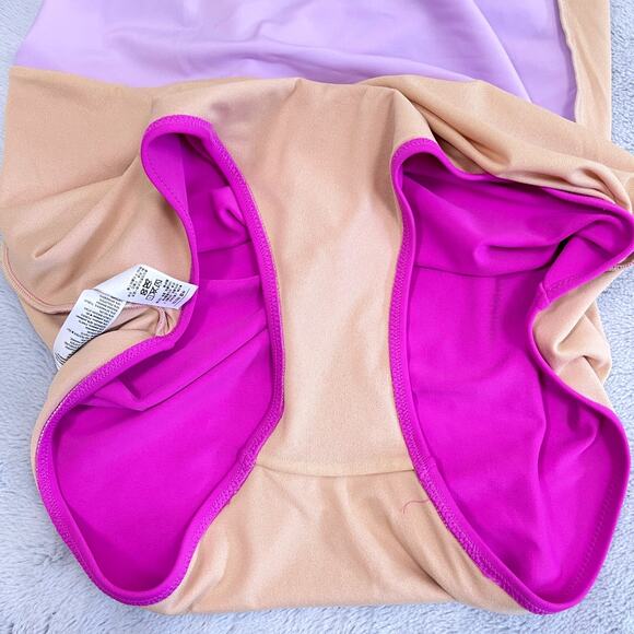 Old Navy One Shoulder Colorblock One Piece Swimsuit Pink Purple Womens Large - Picture 6 of 7